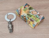 Jucarie Zornăitoare Vintage EPNS Ursulet Placată cu Argint Inel Celuloid Cadou Botez Antic Art Deco