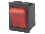 Rocker DPST ON-OFF 16A/250VAC cu lampă neon roşie 1350