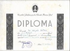 A1030 Diploma sportiva elev 1970 Targu Mures Harghita perioada comunista foto