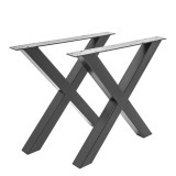 Set 2 Picioare Masa Metal, Forma X, Negru Mat, PM19