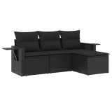 Cumpara ieftin Set mobilier de gradina cu perne, 4 piese, negru, poliratan