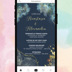 Invitatie Electronica/Digitala pentru nunta, model Blue Marble