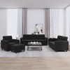 VidaXL Set de canapele cu perne, 4 piese, negru, microfibră
