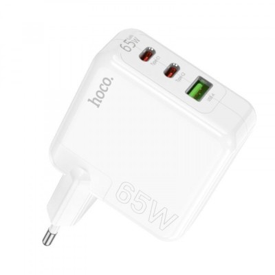 Incarcator retea 65W PD Hoco C115A, Super Fast Charge, Type-C - USB-A, Alb foto
