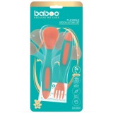 Set lingurita si furculita flexibile Baboo - portocaliu Verde, 6 luni+