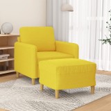VidaXL Fotoliu canapea cu taburet, galben deschis, 60 cm, textil