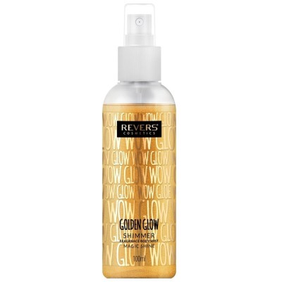 Spray de corp parfumat, cu particule sclipitoare aurii, Golden Glow, Revers, 100 ml foto