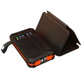 Baterie Externa Solara Linomag&reg;, Power Bank 8000 mAh, 4 Panouri, 1x cablu Lightning &amp; 1x cablu USB Type-C incluse, Waterproof, Negru/Portocaliu, 11.4