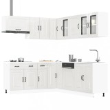 VidaXL Set dulap de bucătărie 11 piese &bdquo;Kalmar&rdquo; alb lucios Lemn