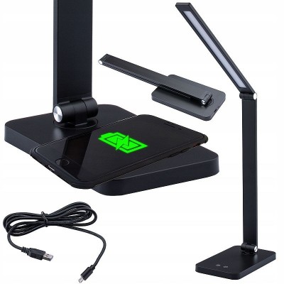 Lampa de birou LED, putere 7W, control tactil, incarcator inductiv QI, dimabil 2700-6000K, alimentare USB foto