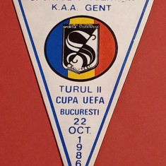 Fanion meci fotbal SPORTUL STUDENTESC Bucuresti-KAA GENT (22.10.1986)