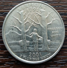 (M2283) MONEDA SUA - QUARTER DOLLAR 2001, LIT. D - VERMONT foto