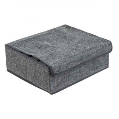 Organizator Sertare Textil, 16 Compartimente, Gri, 35x30x12.5cm, Capac Cu Bandă Velcro foto