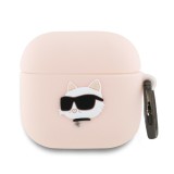 Husa pentru apple airpods 4 - karl lagerfeld silicone choupette head 3d - pink