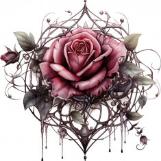 Sticker decorativ, Trandafiri, Roz, 62 cm, 1343STK-14