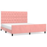 Cumpara ieftin Cadru de pat cu tablie, roz, 180x200 cm, catifea