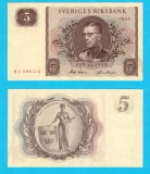 Suedia (p#42) 5 Kronor 1954 aUNC 'Gustaf VI' serie: BI 066304; (ROG CITITI DETALIILE!)