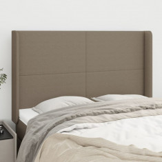 vidaXL Tăblie de pat cu aripioare gri taupe 147x16x118/128 cm textil