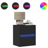 Cumpara ieftin Noptiere montate pe perete cu lumini LED, 2 buc., negru