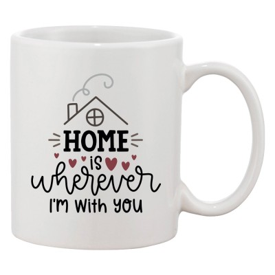 Cana alba personalizata &amp;#039;Home is wherever I&amp;#039;m with you 7059&amp;#039;, INOVATIX&amp;reg;. 330ml foto