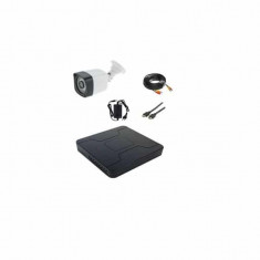 Kit supraveghere video complet 1 camera exterior carcasa plastic metalizat full hd cu IR 30 m foto