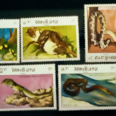 Laos 1984 șerpi,reptile fauna animale , serie nestampilat
