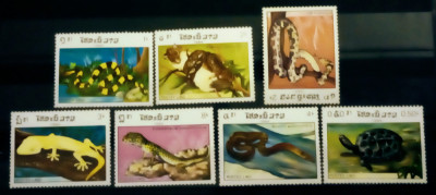 Laos 1984 șerpi,reptile fauna animale , serie nestampilat foto