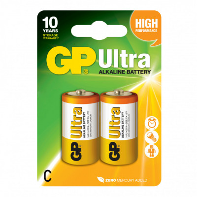 Baterie GP Batteries, Ultra Alcalina C (LR14) 1.5V alcalina, blister 2 buc. foto