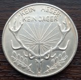 (A705) MEDALIE DIN ARGINT GERMANIA - KEIN HEGER KEIN JAGER, TEMATICA VANATOARE, MARCAJ ARGINT 1000