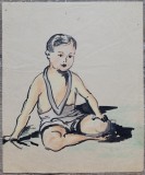 Portret de copil// tehnica mixta nesemnata