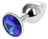 Dop Anal Metallic Buttplug Small Argintiu/Albastru Passion Labs