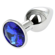 Dop Anal Metallic Buttplug Small, Argintiu/Albastru, Passion Labs