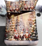 Cumpara ieftin Lenjerie Pat De Craciun O Persoana Dawn Cr084, Bumbac, 4 Piese, Cu Elastic, Imprimeu