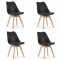 Set 4 scaune bucatarie/living, Artool, Mark, PP, lemn, negru, 49x43x82 cm