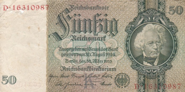 GERMANIA 50 reichsmark 1933 VF!!!