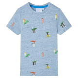 Tricou pentru copii, albastru melanj, 140 GartenMobel Dekor, vidaXL