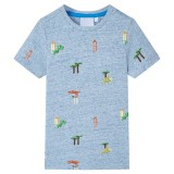 Tricou pentru copii, albastru melanj, 92, vidaXL