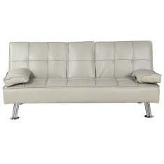Canapea extensibila piele ecologica bej Goldia 167x86x76 cm