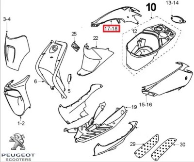 Carena laterala dreapta spate originala Peugeot Vivacity &amp;acirc;&amp;euro;&amp;ldquo; Vivacity 2T 50-100cc (albastru deschis) foto