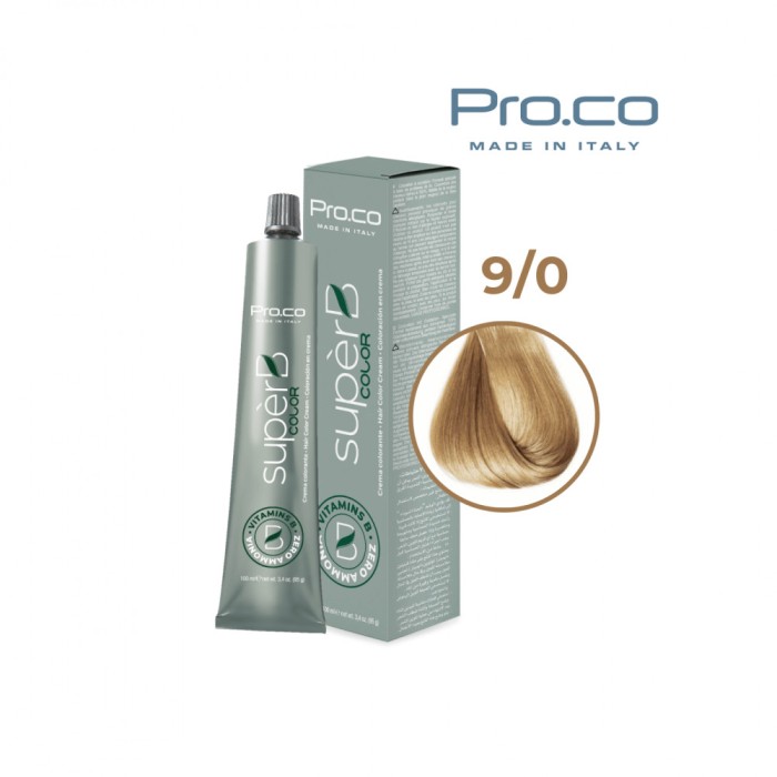 Vopsea de par profesionala fara amoniac SUPERB.COLOR 100 ml - Pro.Co - 9/0 BLOND EXTRA DESCHIS