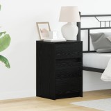 vidaXL Căsuță de noptieră cu lumini LED Stejar Negru Lemn prelucrat