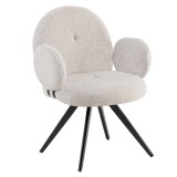 Cumpara ieftin Scaun dining pivotant textil gri buclat metal negru Vasala 64,5x62x86 cm