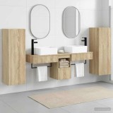 Cumpara ieftin Set dulap baie 5 buc. Stejar Sonoma 136 x 35 x 80 cm