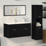 VidaXL Set mobilă baie 3 piese din stejar negru, lemn ingineresc