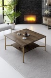 Cumpara ieftin Masuta Cafea, PAL Melaminat / Metal, Gold Line, Negru / Auriu, 80 x 80 x 40 cm