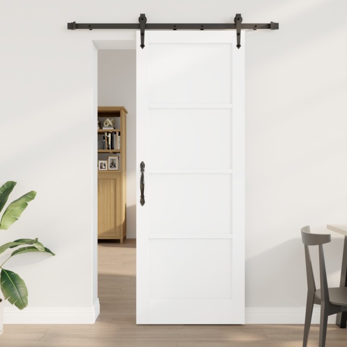 Ușă Glisantă vidaXL cu Set de Hardware &#039;ORKDAL&#039;Alb Lemn Solid de Pin