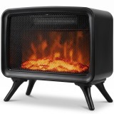 HOMCOM Șemineu electric de masă 800W/1600W cu bază detașabilă, efect de flacără LED, p&acirc;nă la 25 m&sup2;, negru | Aosom Romania