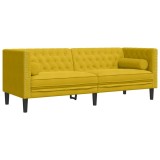 Cumpara ieftin Canapea Chesterfield cu pernute/3 locuri, galben, catifea