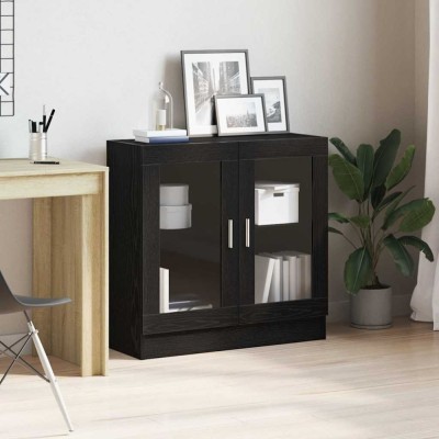 Bibliotecă vidaXL Negru Stejar 82,5x30,5x80 cm din Lemn Compozit foto