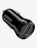 INCARCATOR auto Ugreen, &quot;ED018&quot; 2 x USB Output 5V/4.8A max, total output 24W, pt. bricheta auto, negru &quot;50875&quot; (timbru verde 0.8 lei) - 6957303858750